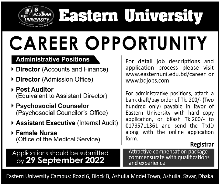 Eastern University Job Circular 2022